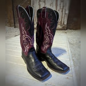Justin women’s western cowboy boots black leather shoes size 8